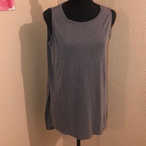 Athleta Side split crew neck heather Grey tank top